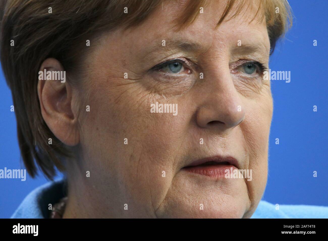 Angela Merkel - Treffen der deutschen Kanzlerin mit dem Premierminister von Finnland, Bundes Chanclery. Juli 10, 2019, Berlin. | Verwendung weltweit Stockfoto