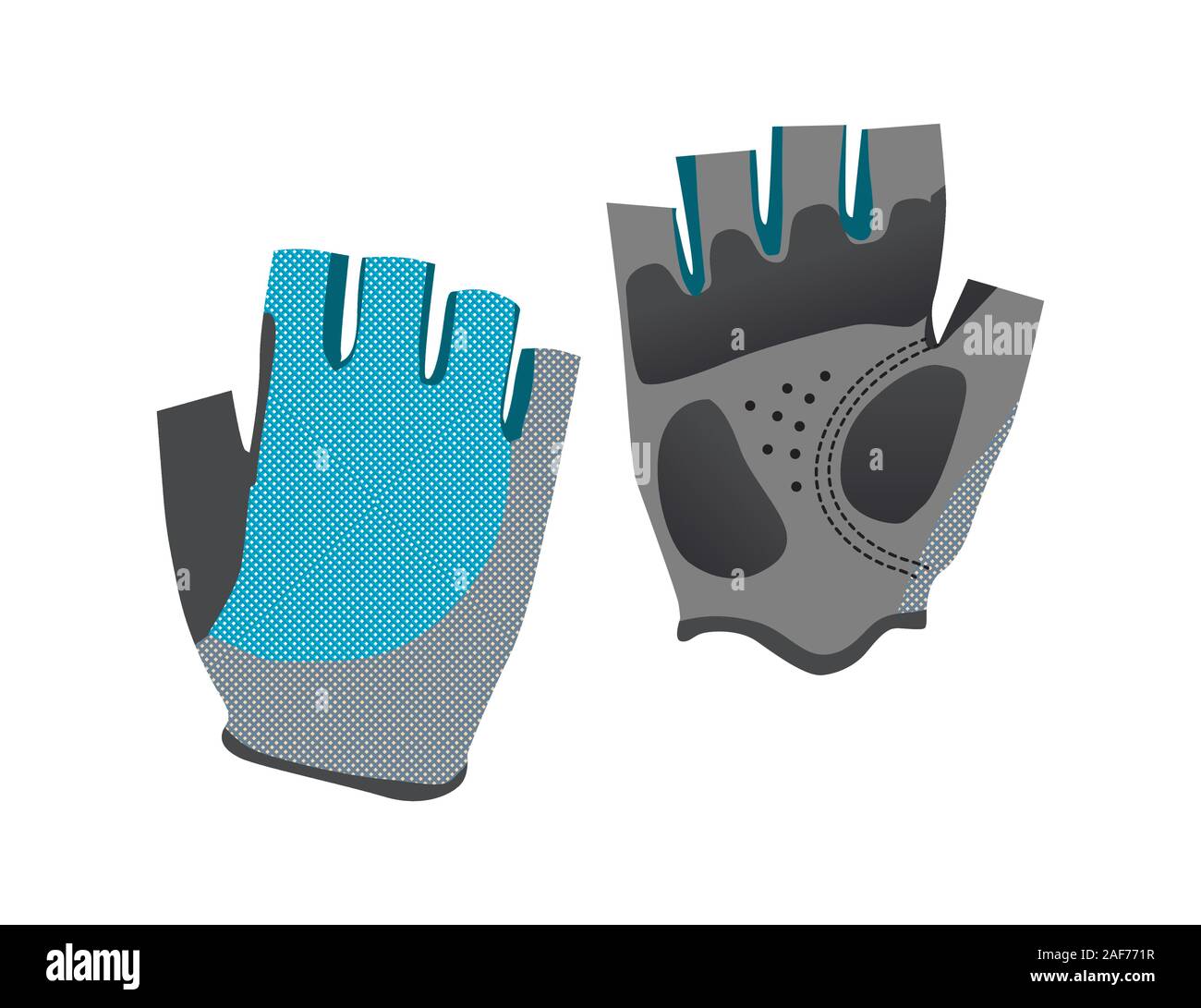 Grau und Blau Sport Handschuhe Symbol auf weißem Hintergrund, Fahrrad, Vector Illustration. Stock Vektor