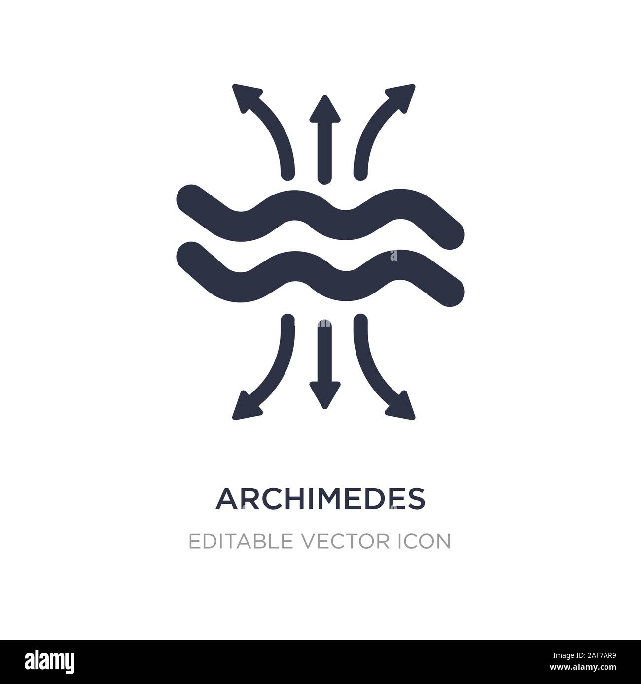 Archimedes Prinzip Symbol auf weißem Hintergrund. Einfaches element Abbildung von Bildung Konzept. Archimedes Prinzip Symbol Design. Stock Vektor