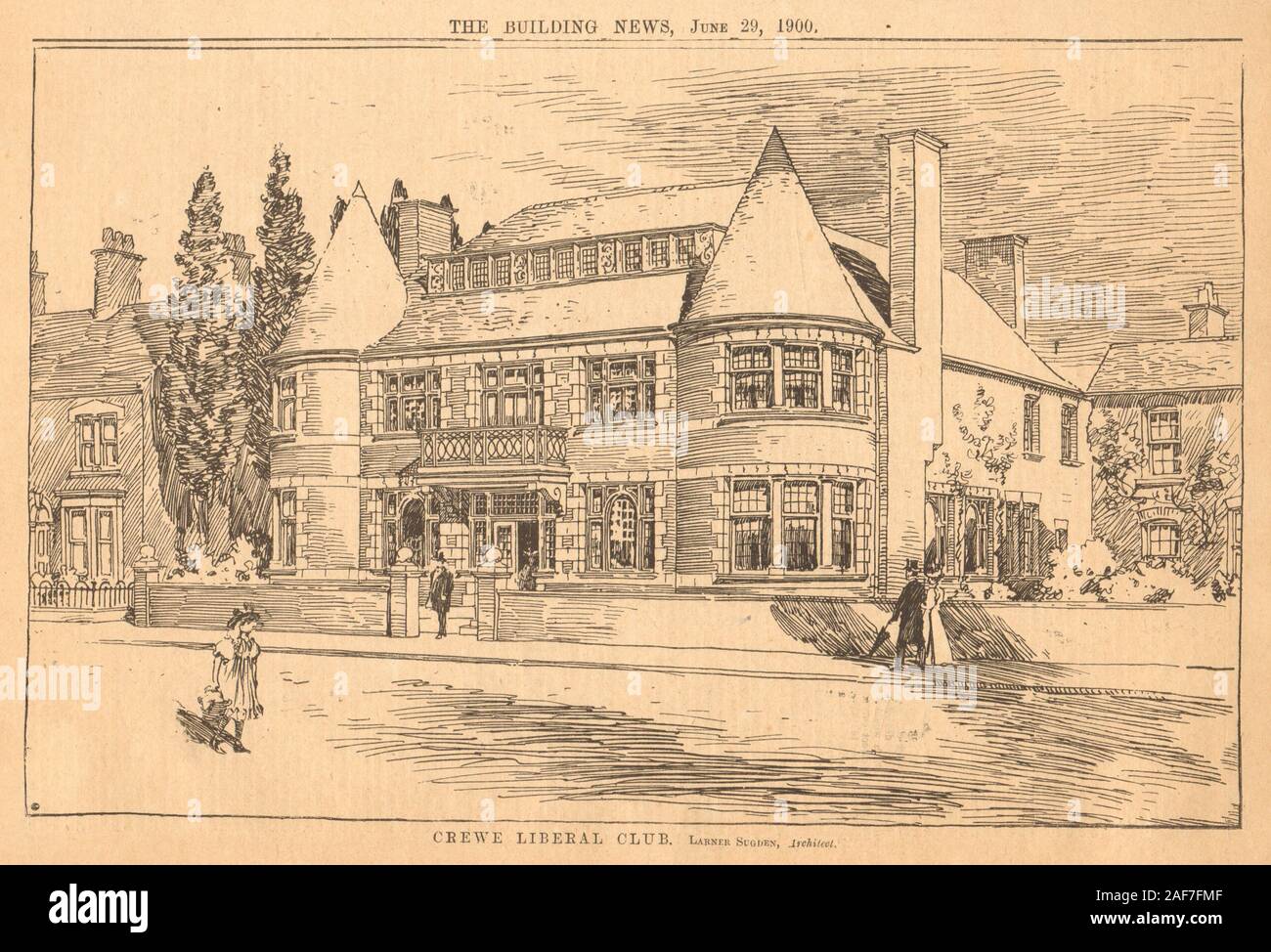 Crewe liberale Arbeiten Mens Club, Gatefield Straße. Larner Sugden, Architekt 1900 Stockfoto