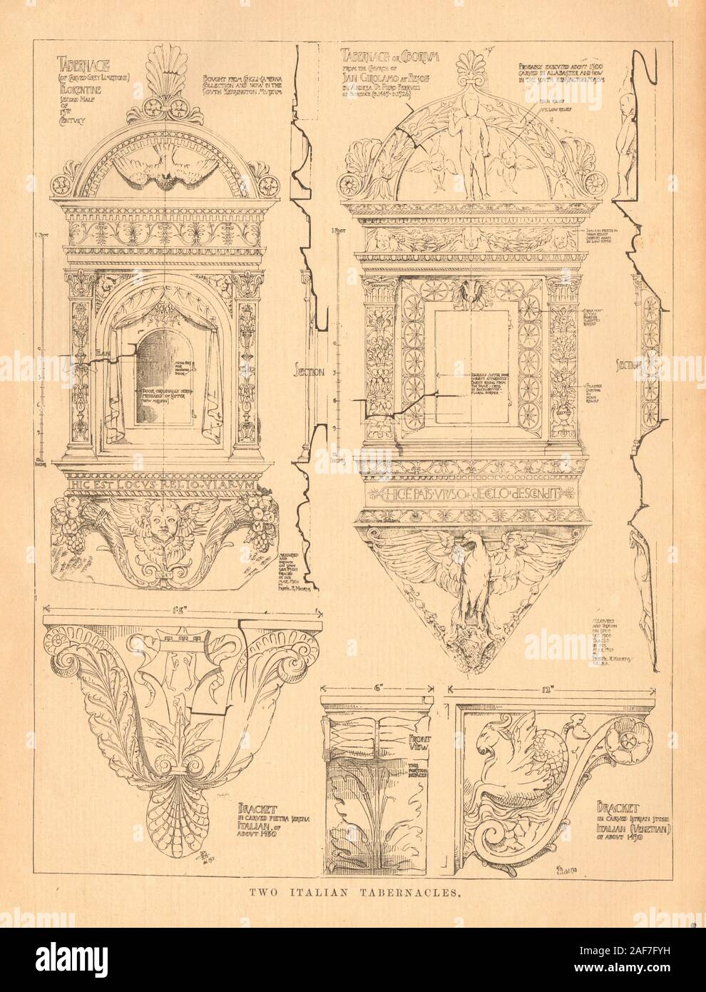 Italienischen Hütten. Kalkstein Florentiner 15C San Girolamo Fiesole Ferrucci 1901 Stockfoto
