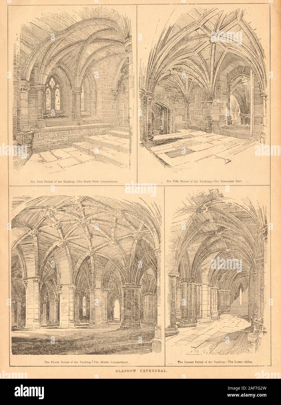 Glasgow Cathedral. Zeitraum der Gewölbe. Fahrgastraum transeptal Treppe Gänge 1901 Stockfoto