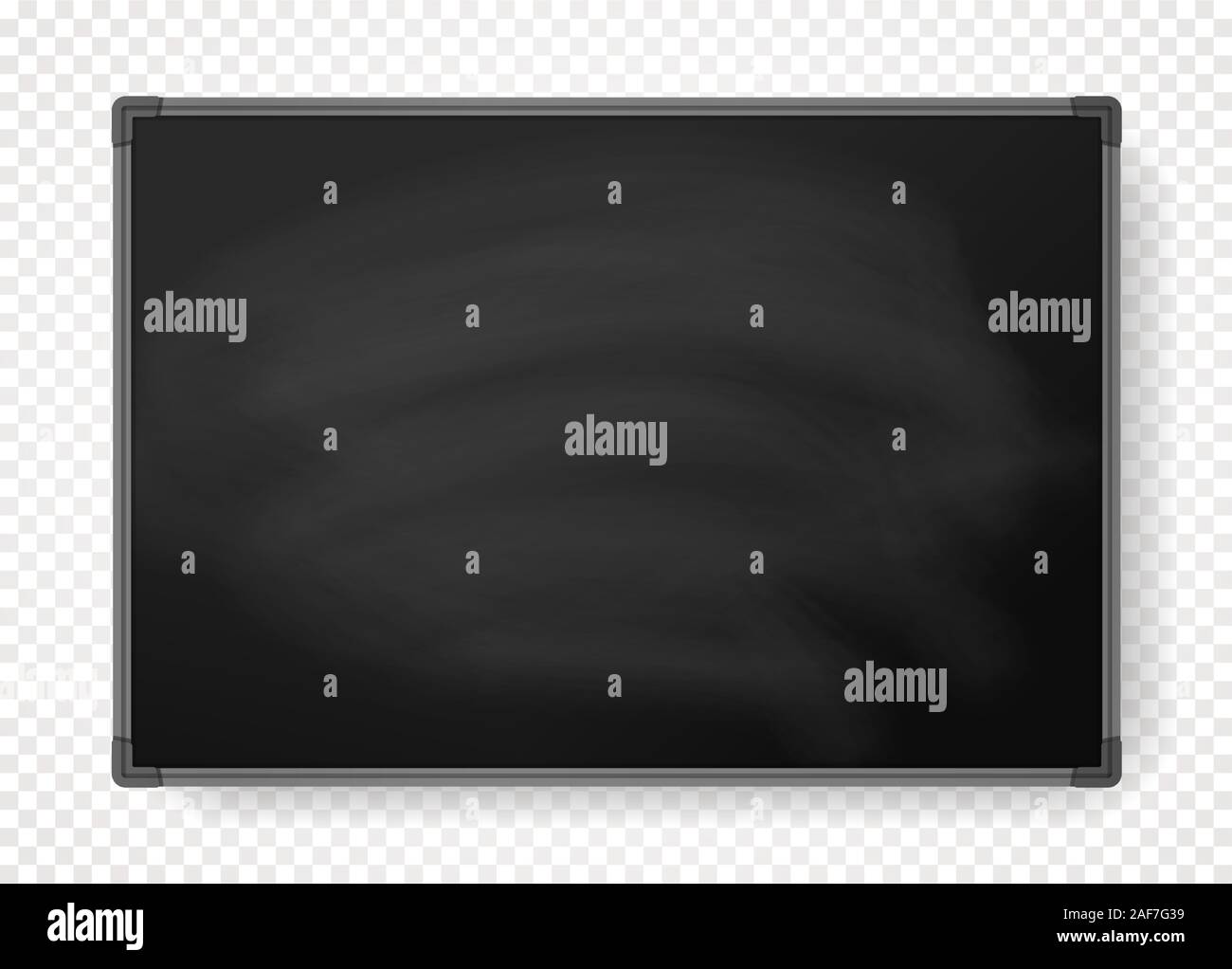 Horizontale Schwarze Schiefertafel mit Rand, Hintergrund für die Bereiche Bildung und Business. Stock Vektor