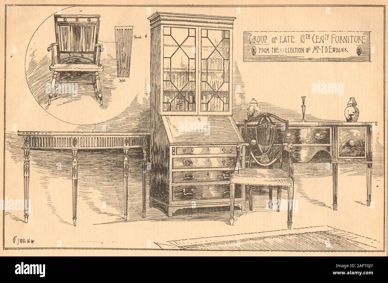 Ende des 18. Jahrhunderts Möbel aus der Sammlung des Herrn T.B. Ewbank 1904 Drucken Stockfoto