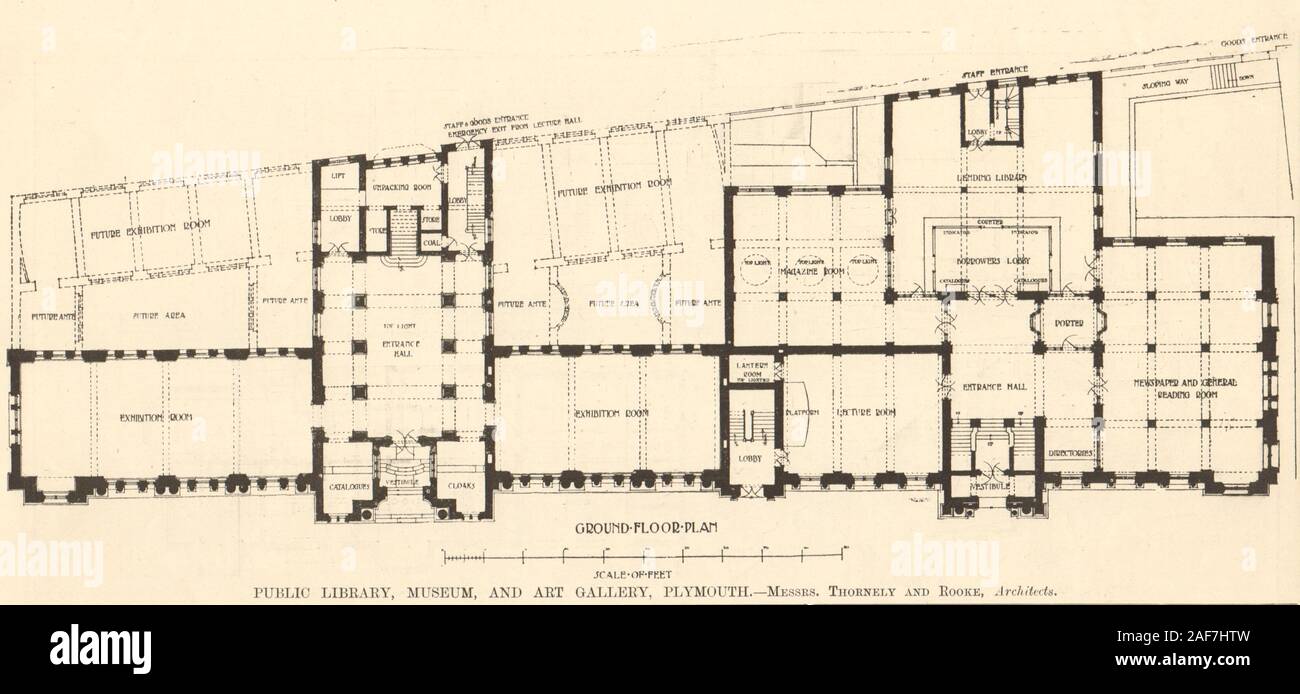 Öffentliche Bibliothek Museum Art Gallery Plymouth. Thornely & Rooke, Architekten 2) 1907 Stockfoto