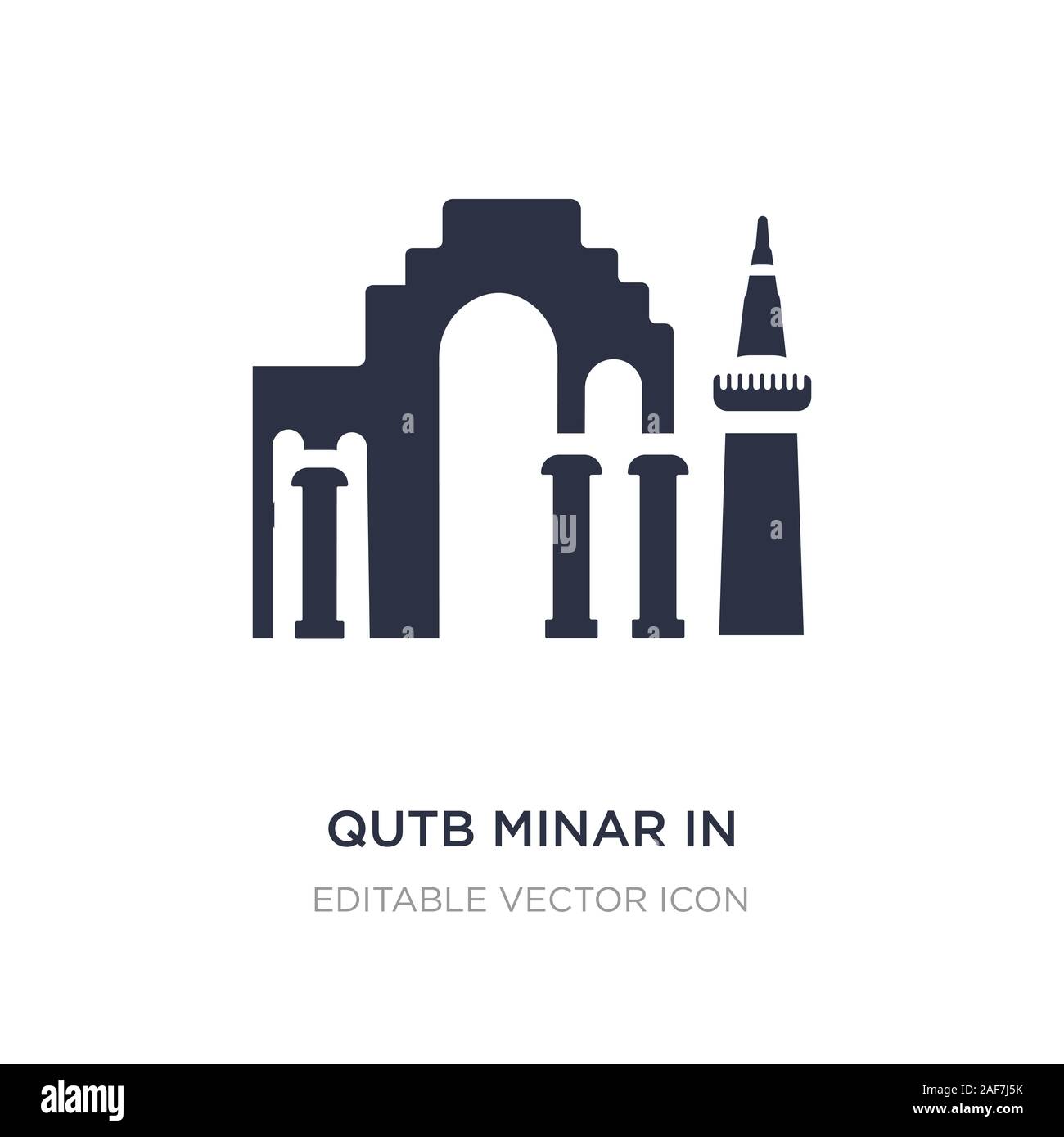 Qutb Minar in Delhi Symbol auf weißem Hintergrund. Einfaches element Abbildung von Denkmälern Konzept. Qutb Minar in Delhi Symbol Design. Stock Vektor