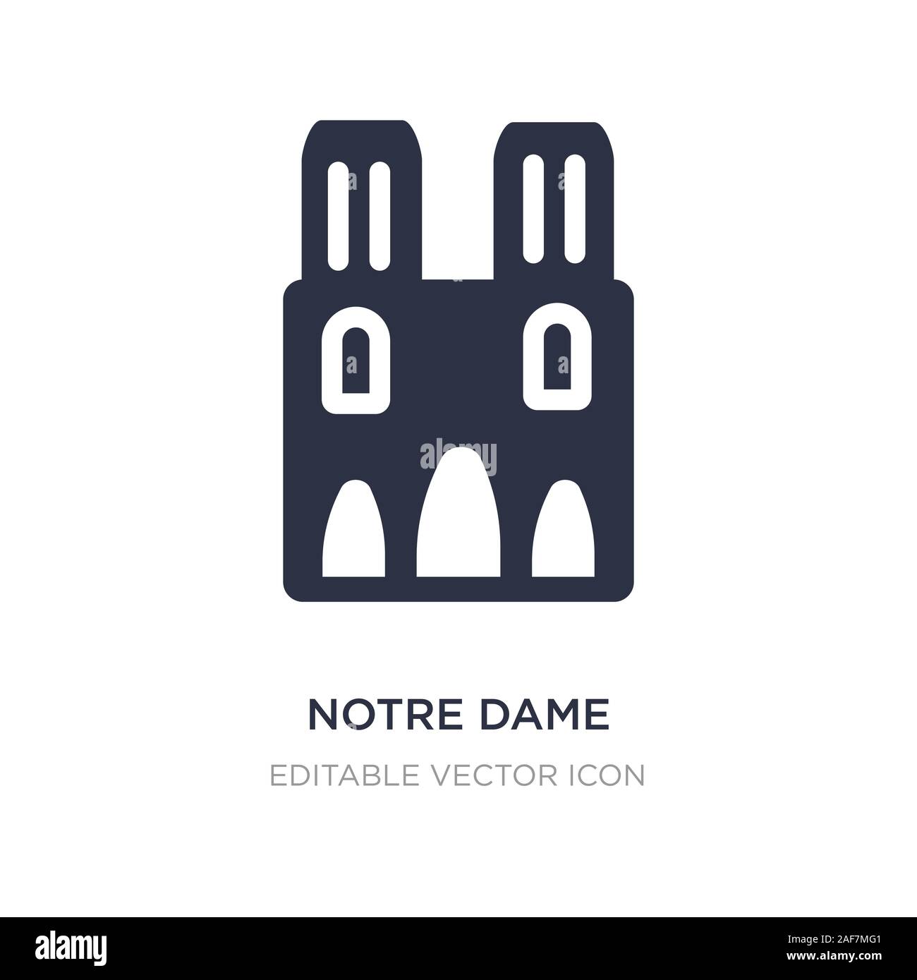 Kathedrale Notre Dame Symbol auf weißem Hintergrund. Einfaches element Abbildung von Denkmälern Konzept. Notre Dame Kathedrale Symbol Design. Stock Vektor