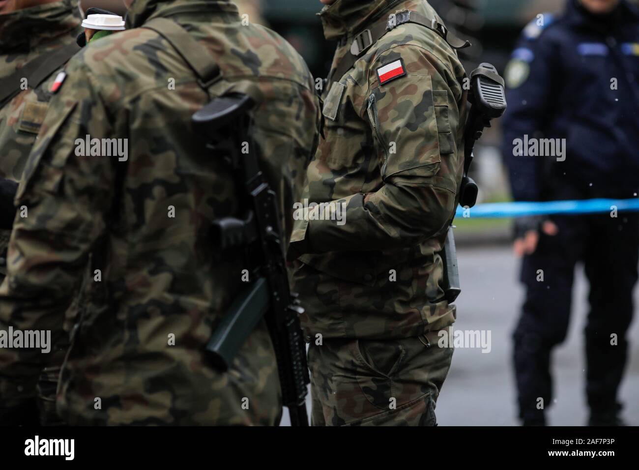 Polnische Soldaten nehmen Sie teil an der rumänischen nationalen Tag militärische Parade. Stockfoto
