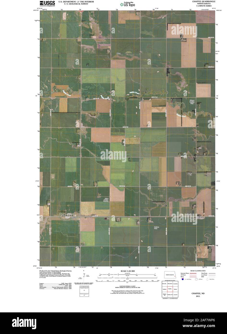 USGS TOPO Karte North Dakota ND Chaffee 20110413 TM Wiederherstellung Stockfoto