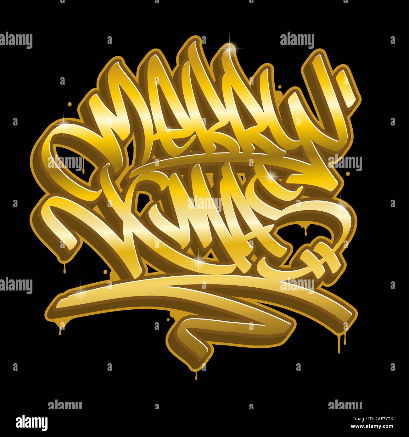 Frohe Weihnachten Schriftzug Grußkarte in Graffiti style in lebendigen