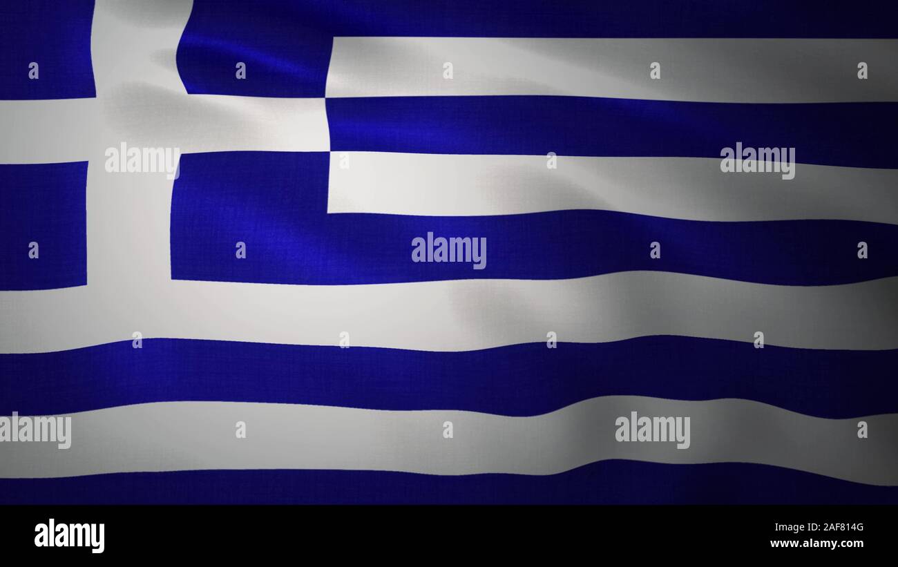 Realistische wehende Flagge Griechenlands. 3D-Rendering. Stockfoto