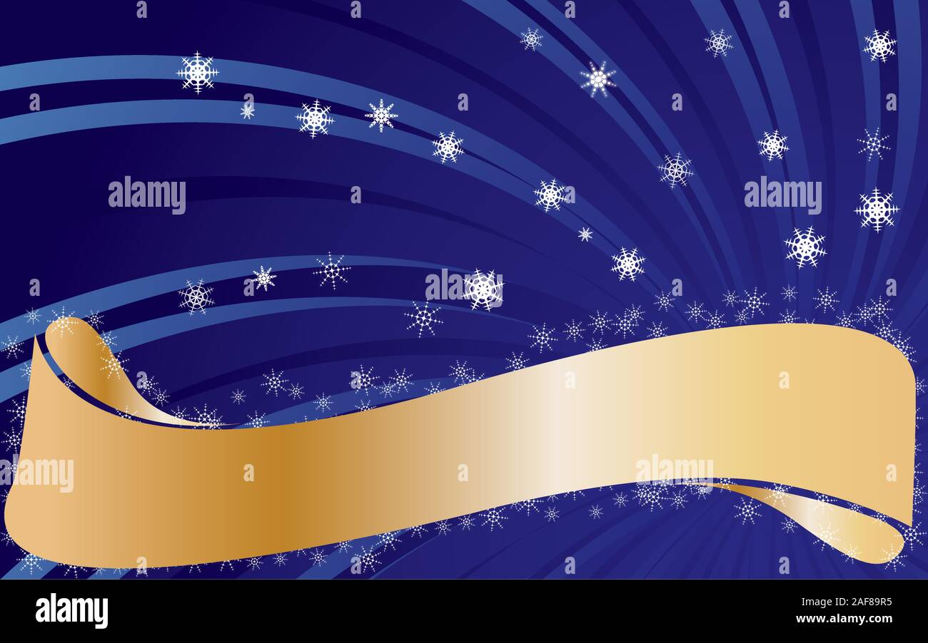 Blau Weihnachten Hintergrund mit Schneeflocken und Goldband mit Platz für Text-, Vektor, Abbildung Stock Vektor
