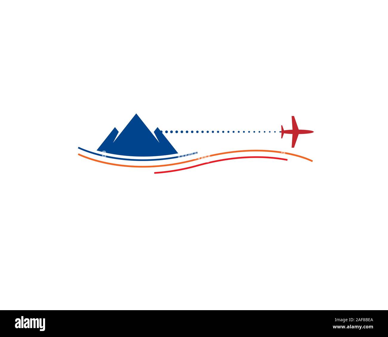 Flugzeug fliegen über Berge und den Fluss Stock Vektor Flugzeug fliegen über Berge und den Fluss Stock Vektor