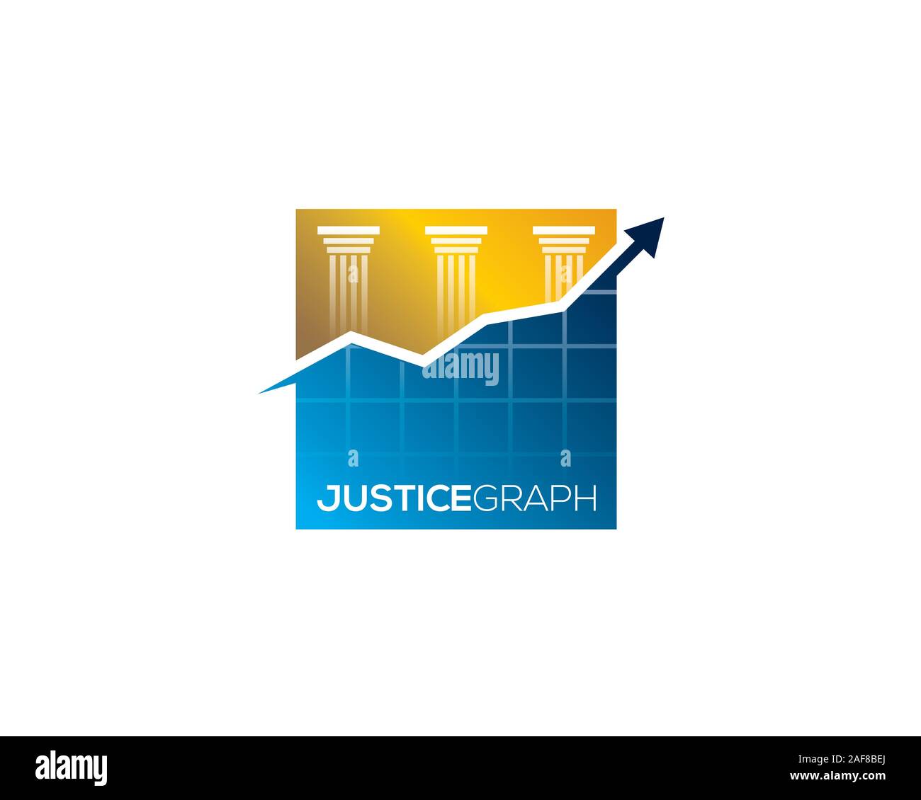 Hitech aufsteigend Justiz Gesetz Graph mit Pfeil Kopf vor drei Säulen Stock Vektor