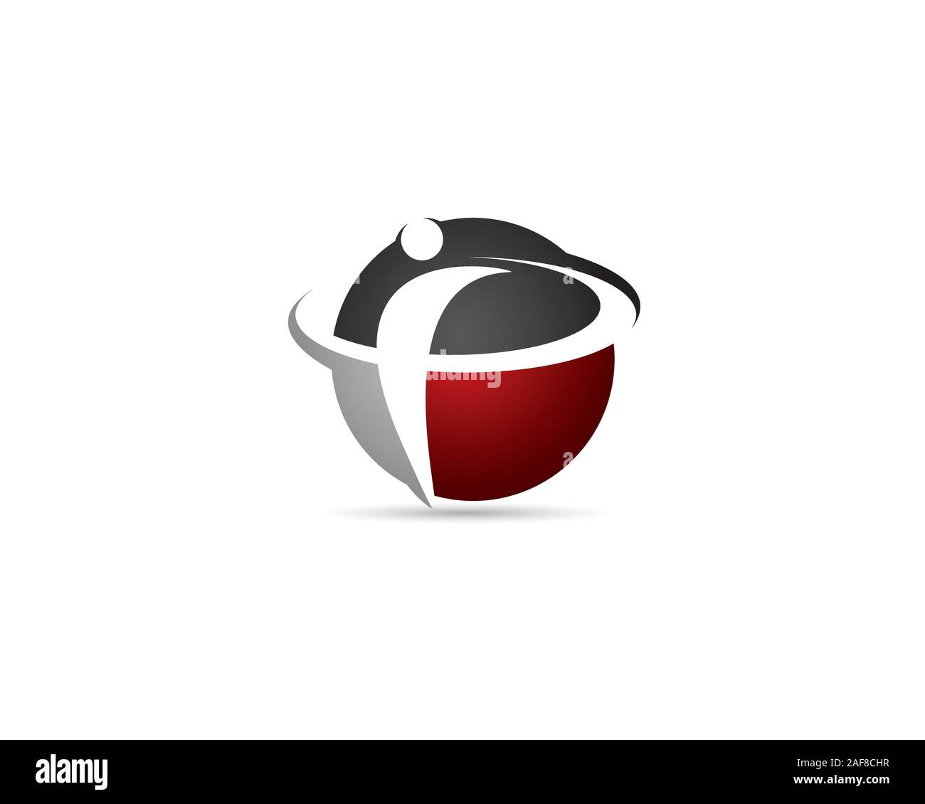 Anfangsbuchstabe P und ich als menschliche Personen swoosh Abbildung Holding ein Golf Stick und die Kugel innen rot schwarze Kugel logo Stock Vektor