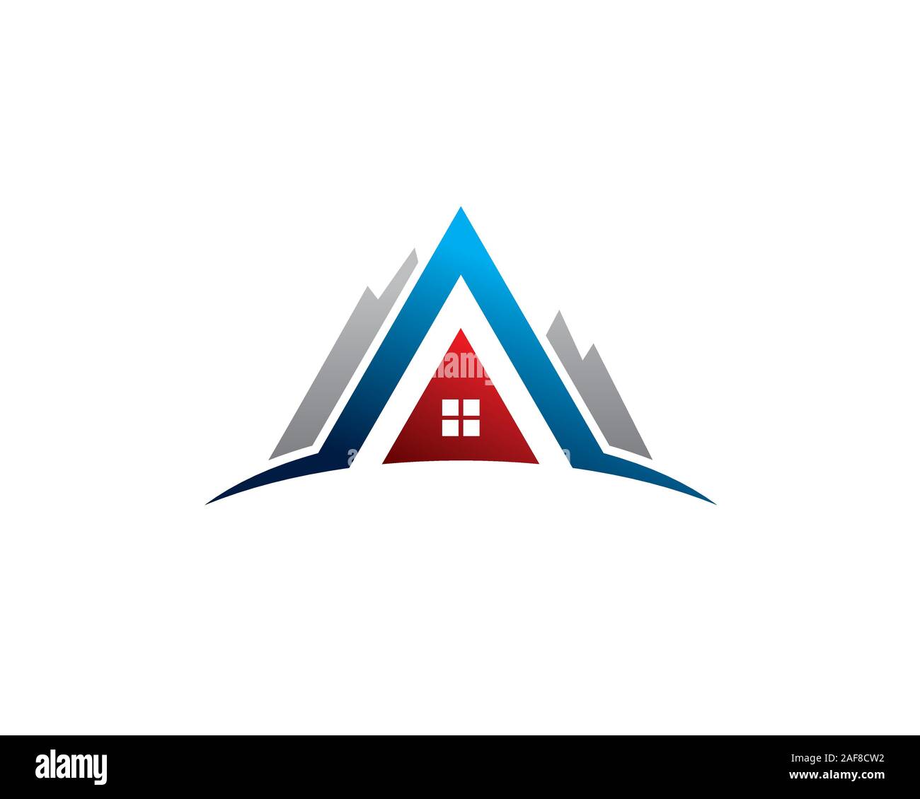 Brief eine erste Innenseite Berg für Haus Immobilienmakler mortgate Logo Stock Vektor