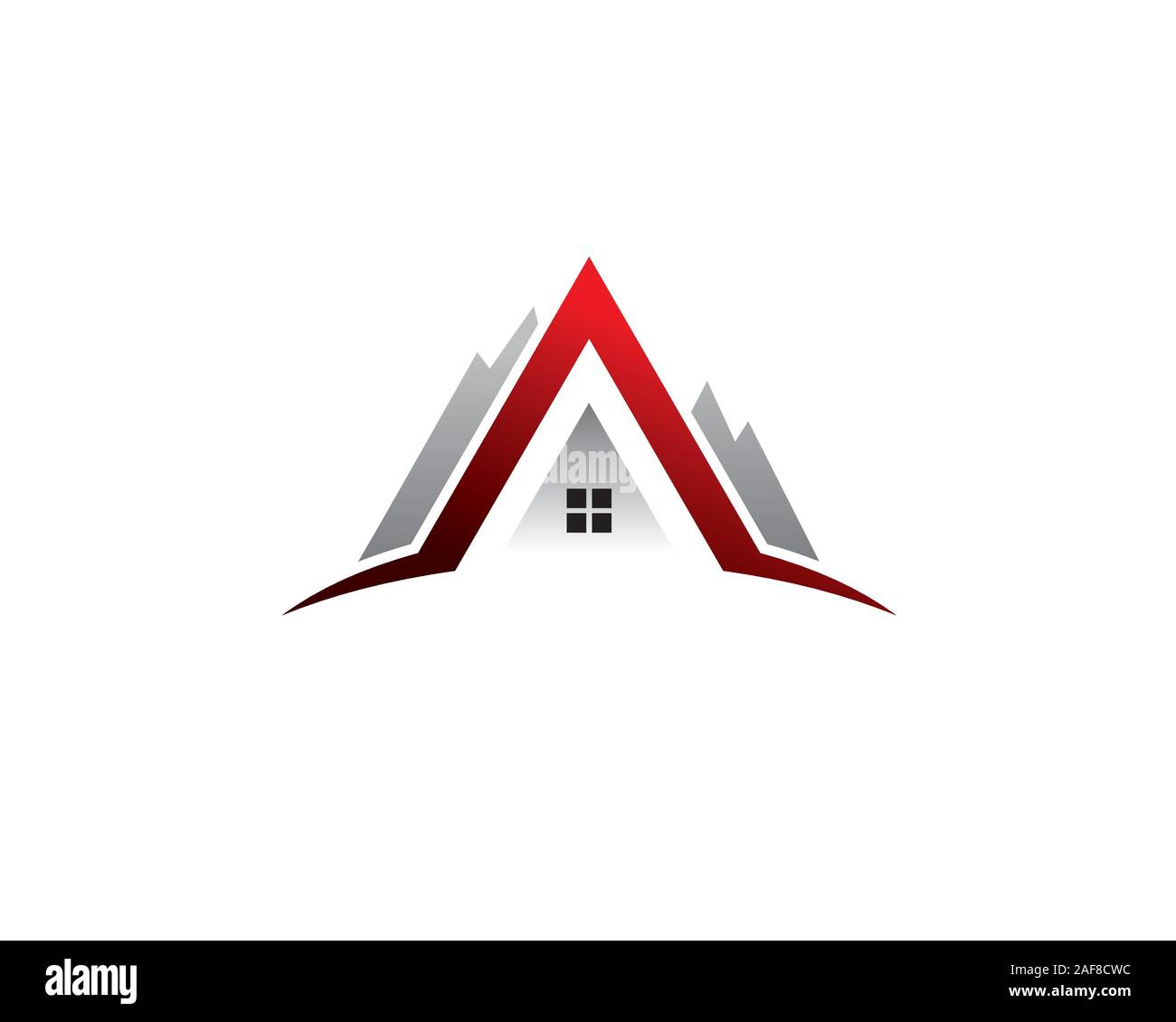 Brief eine erste Innenseite Berg für Haus Immobilienmakler Hypothek logo Stock Vektor