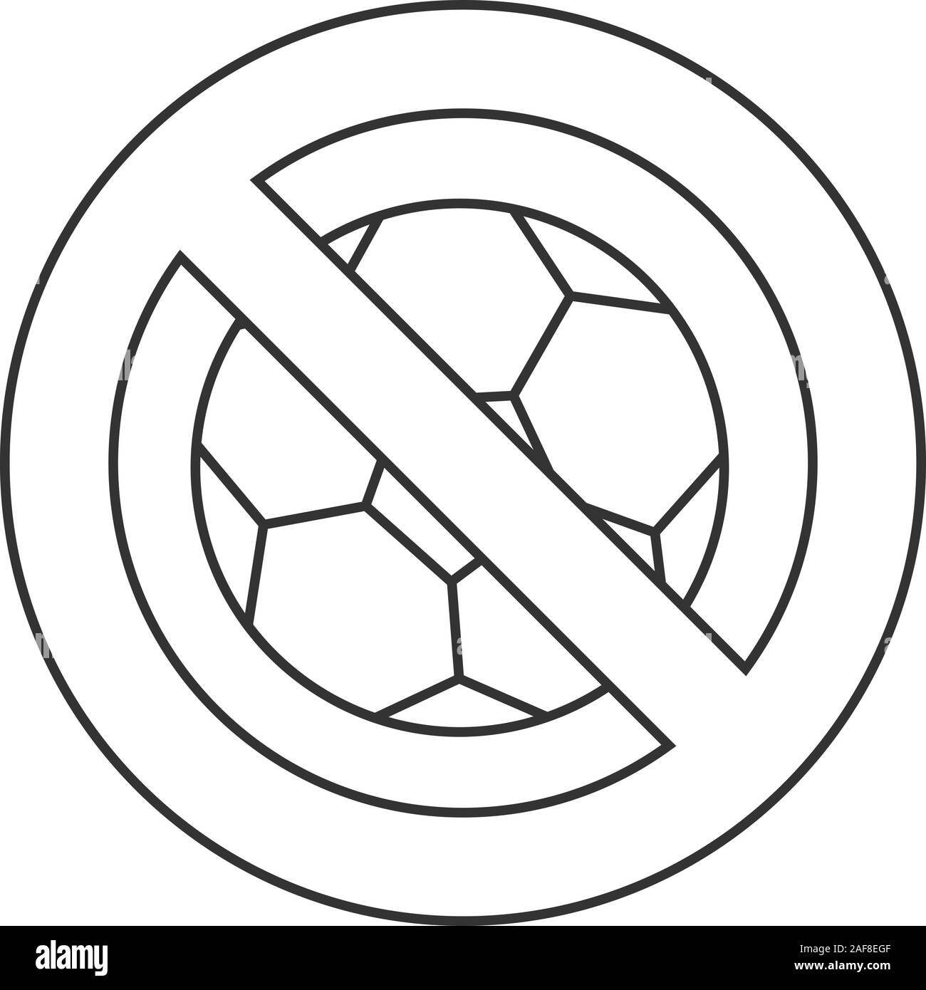 Verboten Schild mit Fußball-Ball lineare Symbol. Kein ball spiele Verbot.  Stop Kontur Symbol. Dünne Linie Abbildung. Vektor isoliert Maßbild  Stock-Vektorgrafik - Alamy