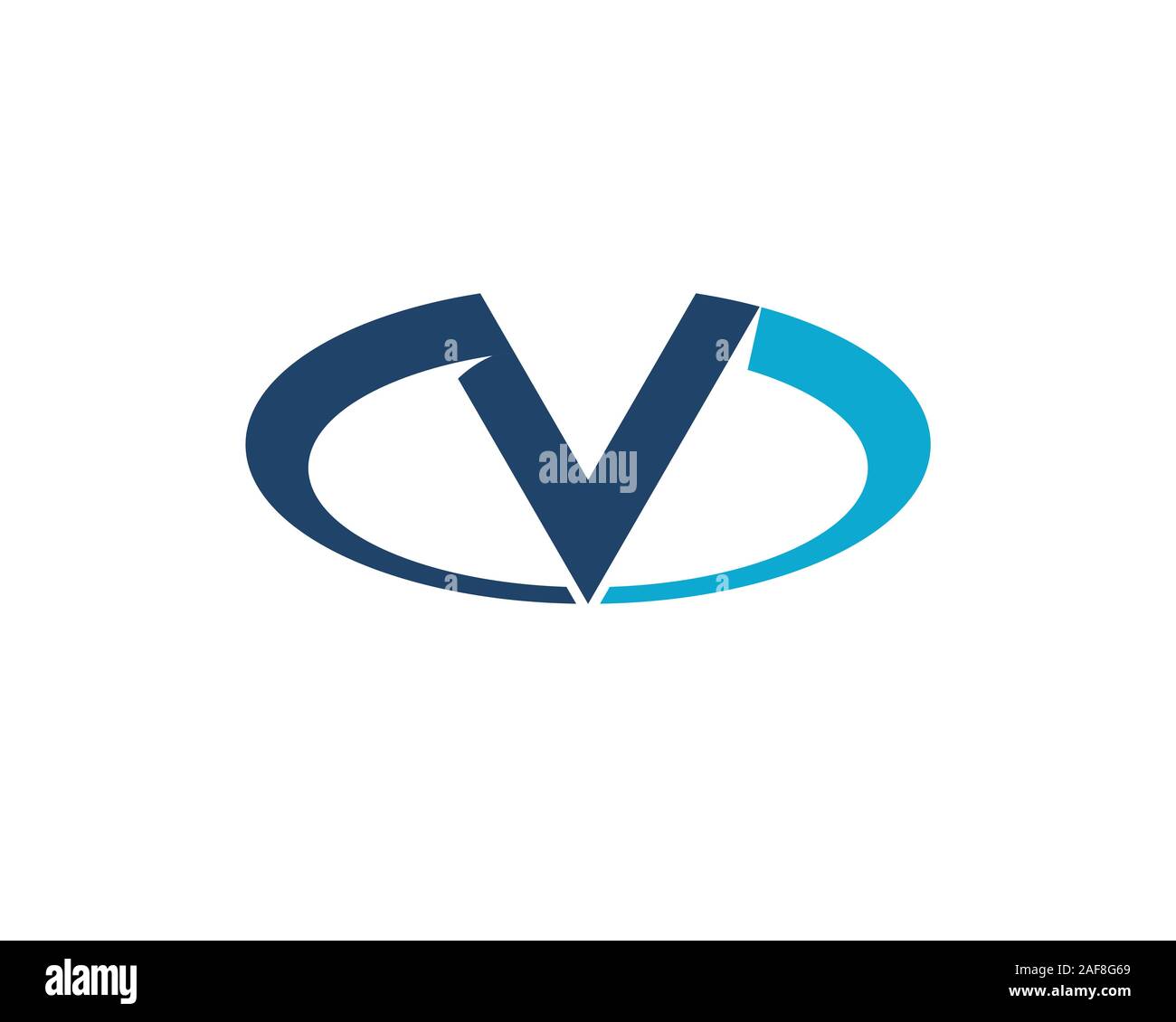 Anfangsbuchstabe C V O M bilden eine Ellipse anagram Logo Stock Vektor