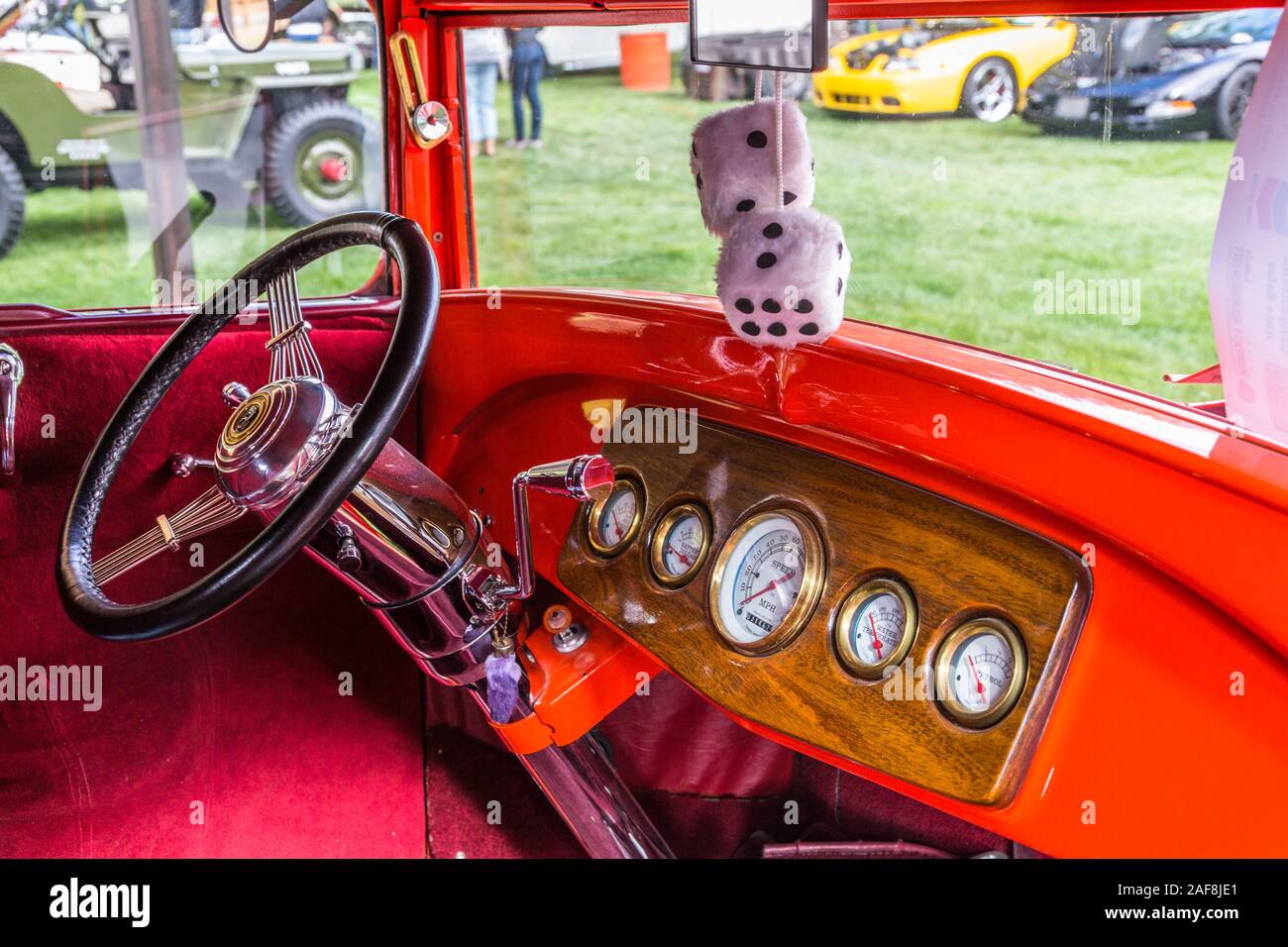 Eine angepasste 1929 Ford Lieferwagen in der Moabiter April Aktion Auto Show in Moab, Utah. Stockfoto