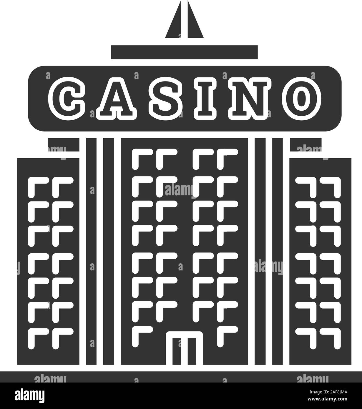 Casino Gebäude glyph Icon. Hotel. Silhouette Symbol. Negativer Platz. Vektor isoliert Abbildung Stock Vektor