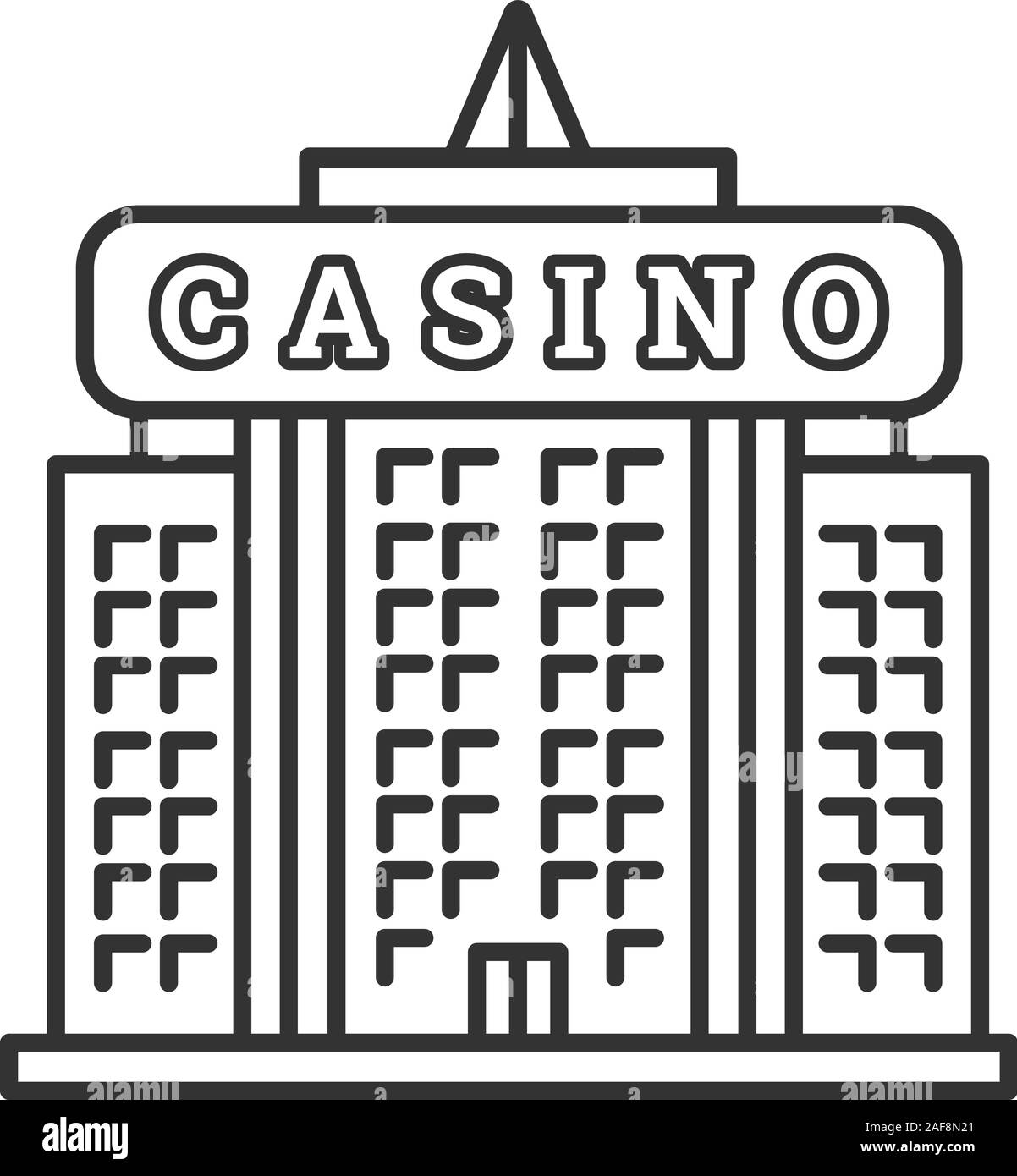 Casino Gebäude linear Symbol. Hotel. Dünne Linie Abbildung. Kontur Symbol. Vektor isoliert Maßbild Stock Vektor