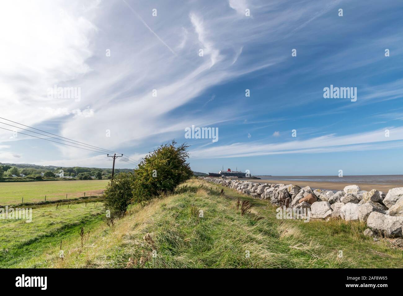 Llanerchy y Mor Dock mit dem Herzog von Lancaster Schiff in der Nähe von Mostyn Holywell auf dem Fluss Dee Estuary North East Wales Küste Stockfoto