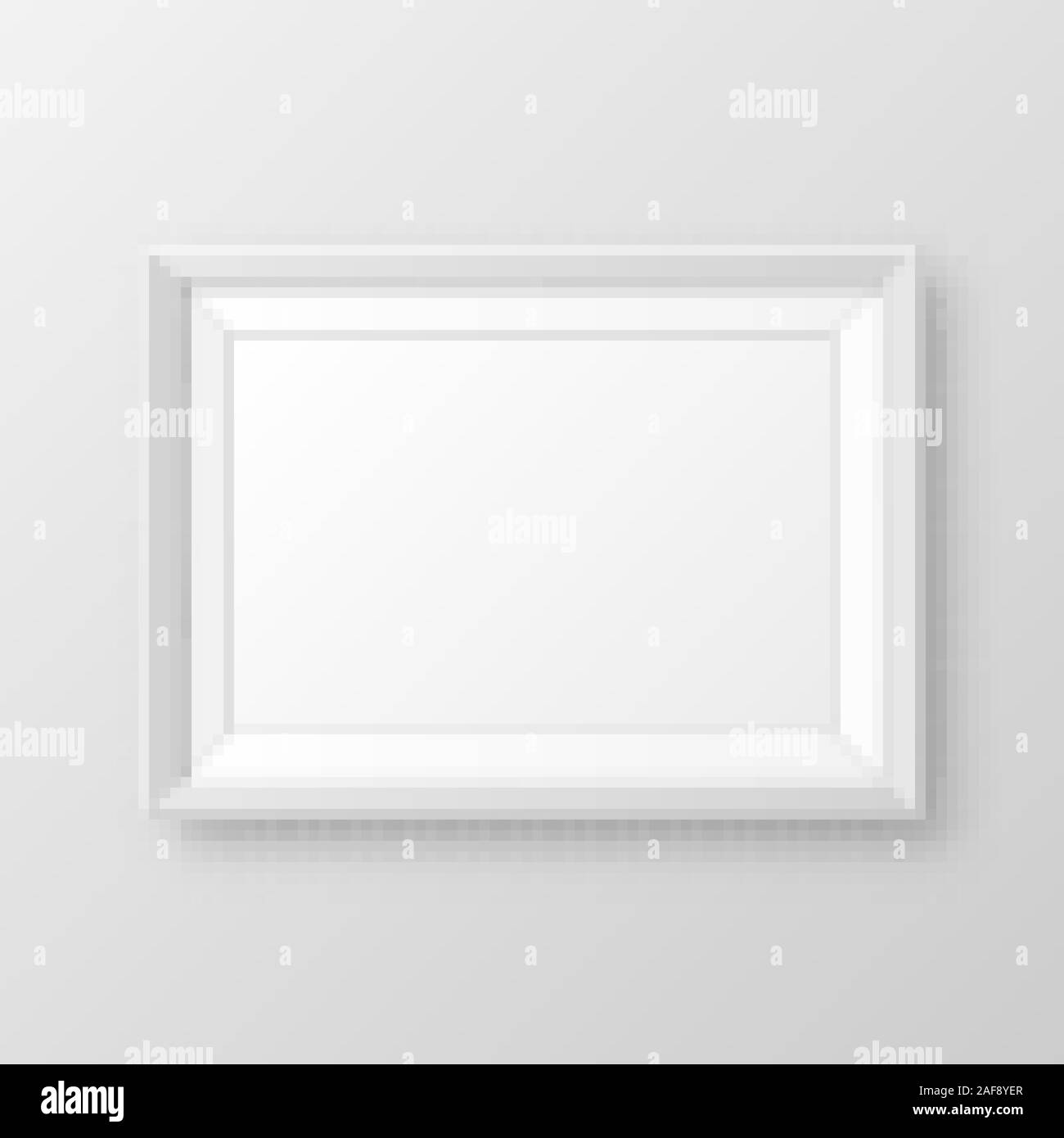 Realistische leeren weißen Bilderrahmen mit Schatten auf grauem Hintergrund. Moderne Poster mockup. Leeren Bilderrahmen für Kunst Galerie oder Innenraum Stock Vektor
