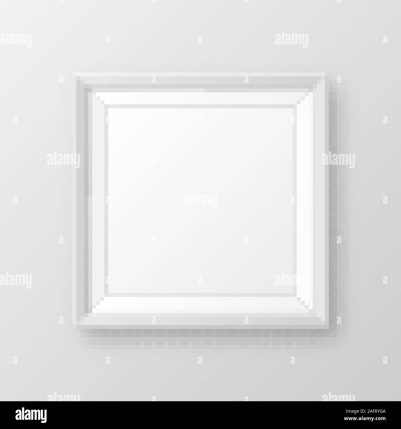 Realistische leeren weißen Bilderrahmen mit Schatten auf grauem Hintergrund. Moderne Poster mockup. Leeren Bilderrahmen für Kunst Galerie oder Innenraum Stock Vektor
