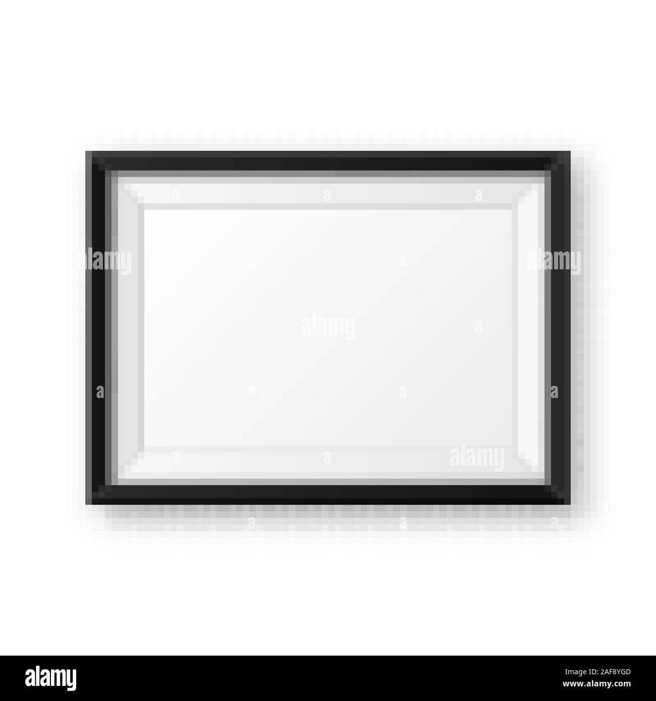 Realistische leeren schwarzen Bilderrahmen mit Schatten auf weißem Hintergrund. Moderne Poster mockup. Leeren Bilderrahmen für Kunst Galerie oder Innenraum Stock Vektor