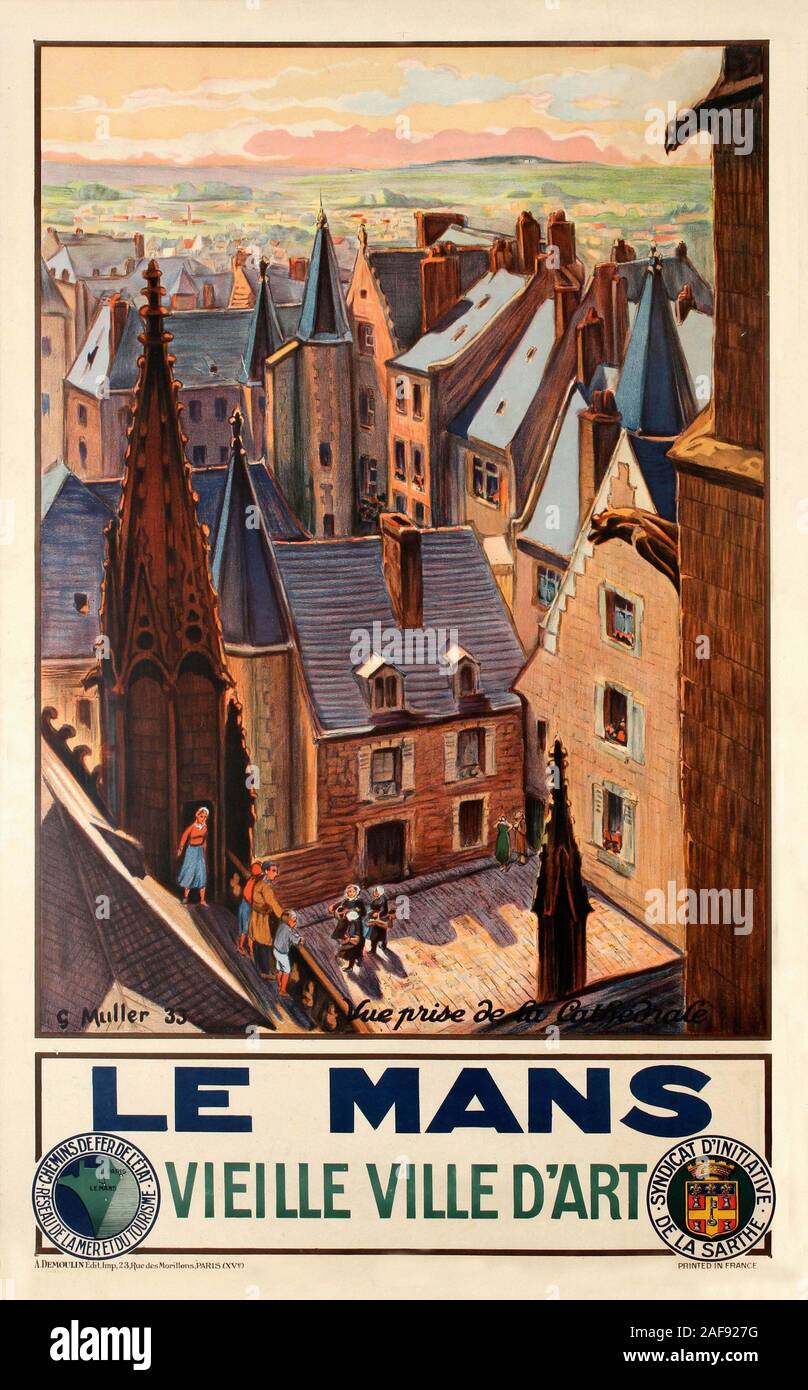 Vintage Travel Le Mans Stockfoto
