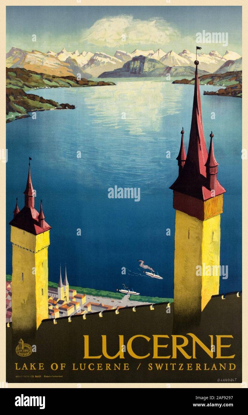 Vintage Travel Luzern Stockfoto