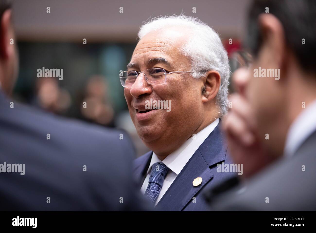 Portugiesische Premierminister Antonio Costa an die Staats- und Regierungschefs der Europäischen Union Ende Jahr Gipfel in Brüssel. Stockfoto