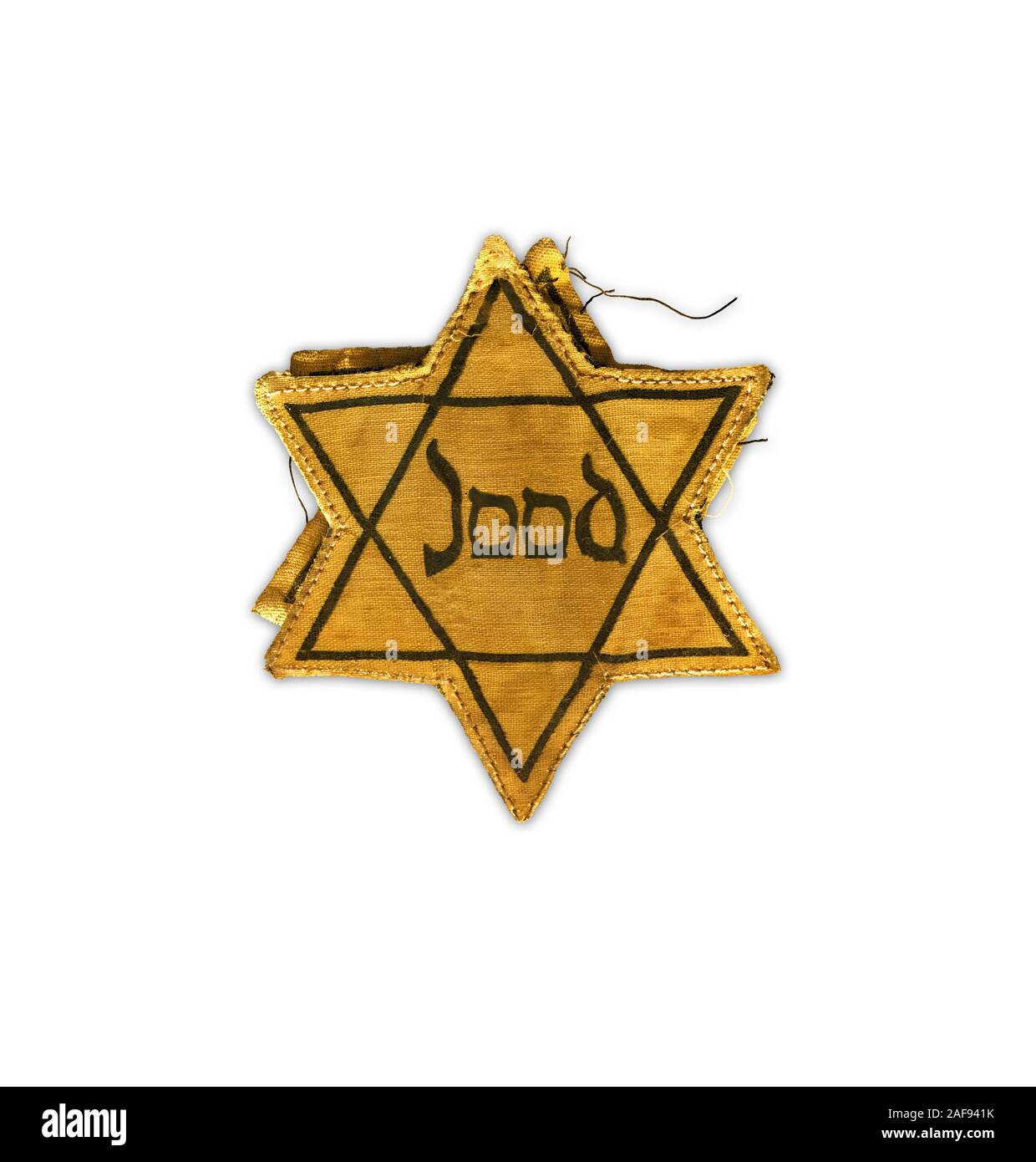 Hollocaust Tag der Erinnerung, gelber Stern von David, dass Jutch Juden gezwungen waren, zu tragen. Jood bedeutet Jude in der niederländischen Sprache. Stockfoto