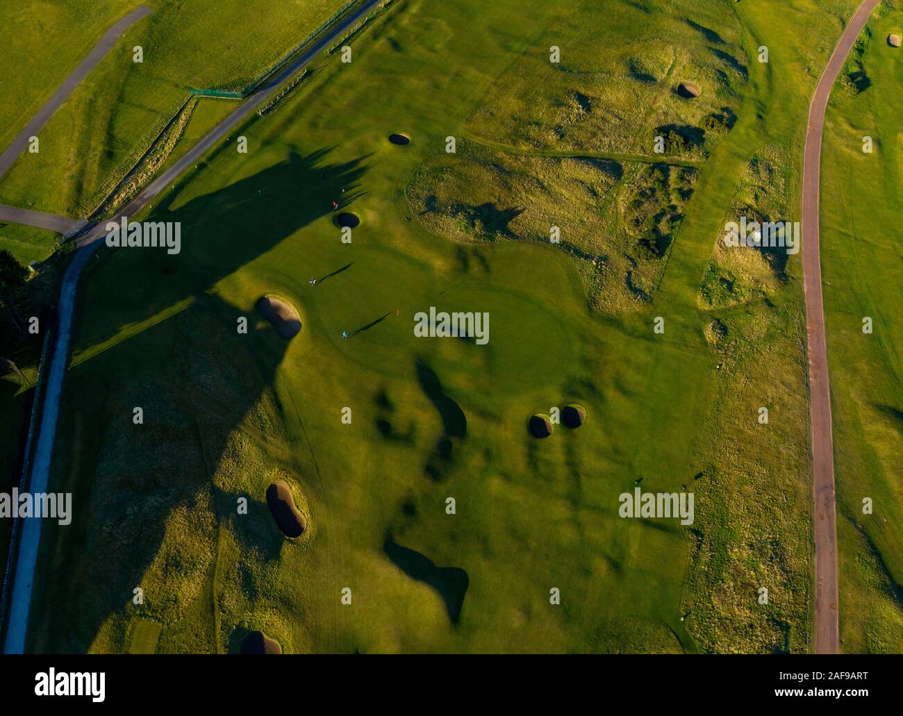 Detaillierte Ansicht der Topographie des alten Kurses von St Andrews. Schottischer Golfplatz. Stockfoto