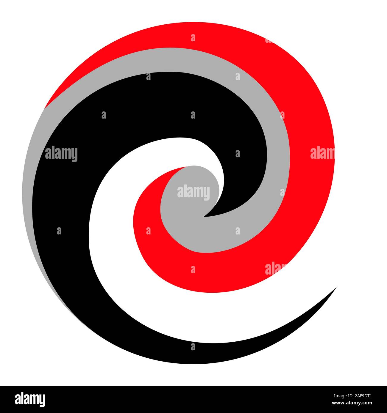 Maori Koru Spirale Logo schwarz rot grau Neuseeland Kiwiana Stil Stock Vektor