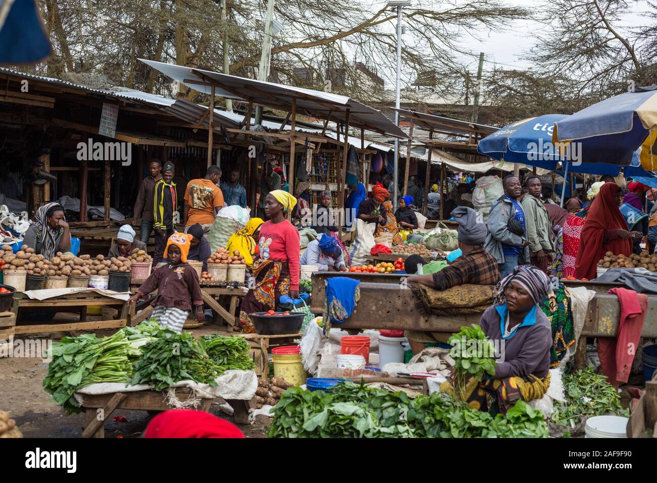 Arusha, Tansania. Ein Obst- und Gemüsemarkt. Stockfoto
