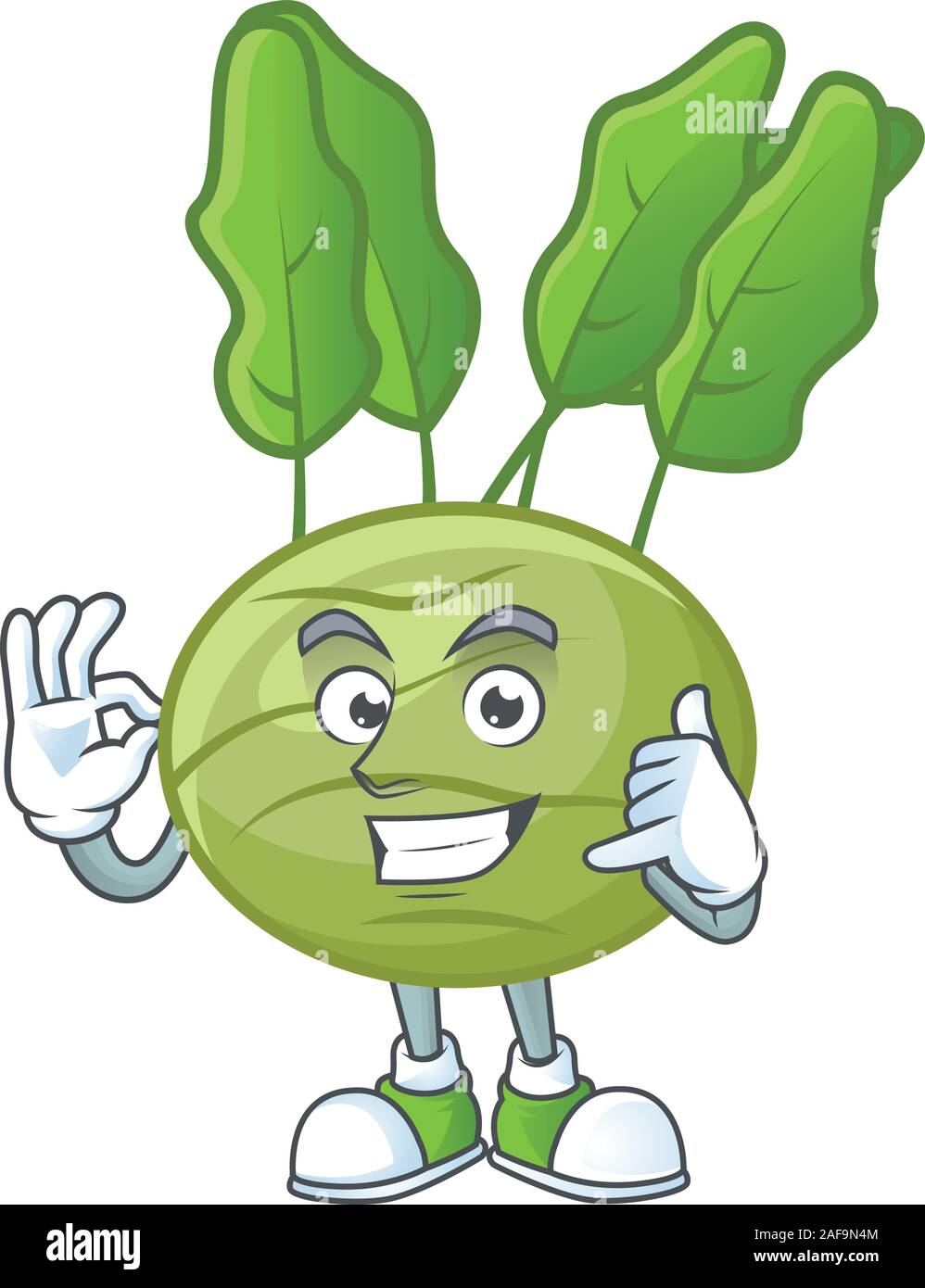 Rufen Sie mich an kühlen kohlrab Cartoon Character Design Stock Vektor