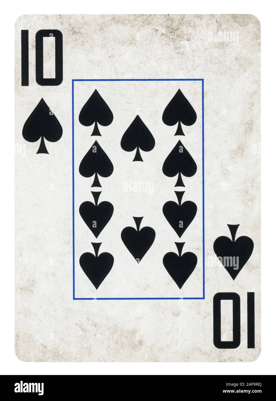 Zehn der Spaten Vintage Playing Card - isoliert auf weißem (clipping path enthalten) Stockfoto