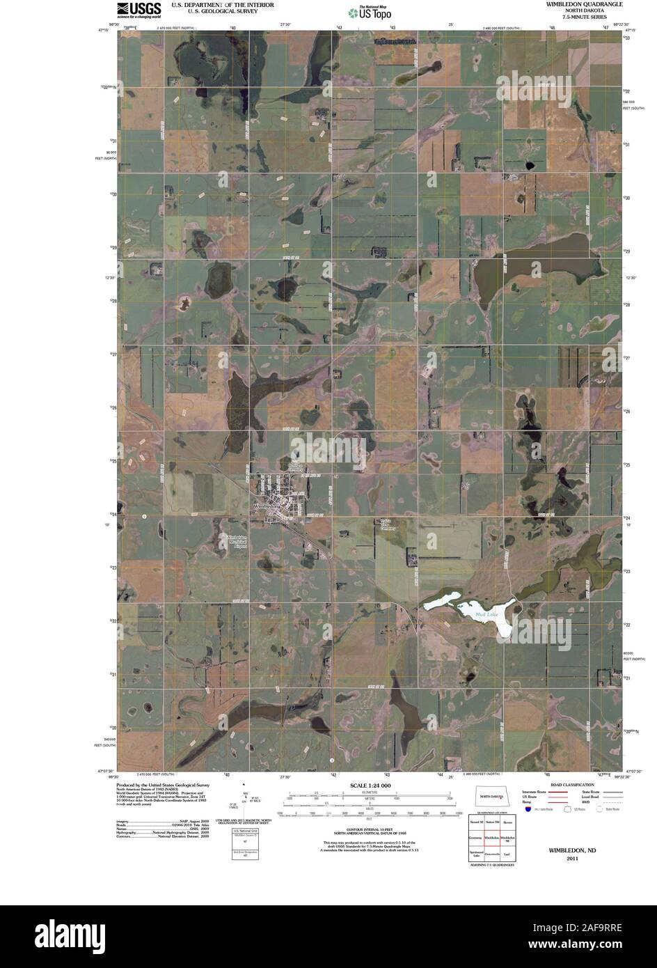 USGS TOPO Karte North Dakota ND Wimbledon 20110419 TM Wiederherstellung Stockfoto