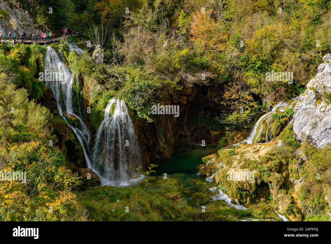 Sastavci Wasserfälle im Nationalpark Plitvicer Seen (Plitvička Jezera), Kroatien Stockfoto