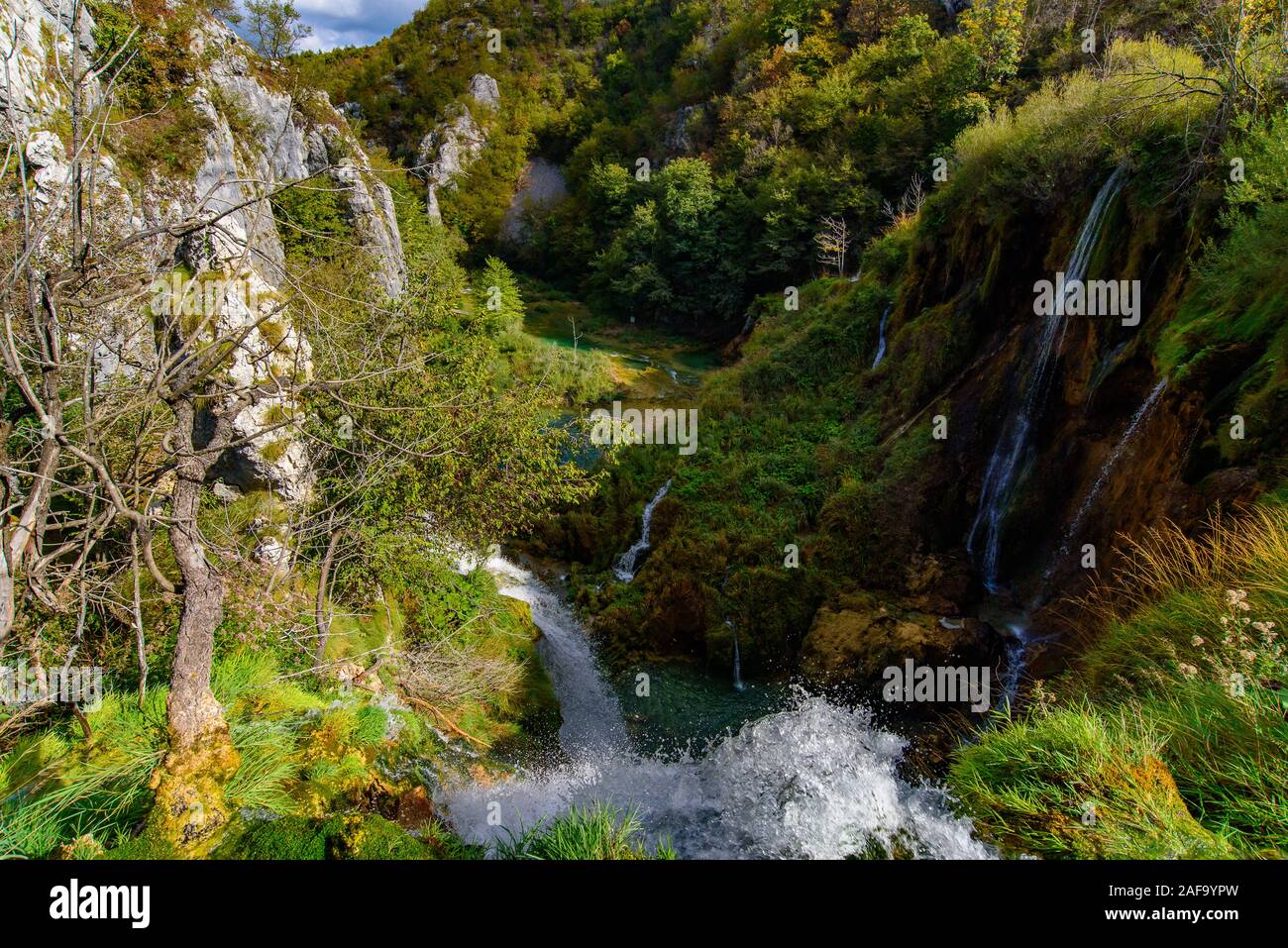 Sastavci Wasserfälle im Nationalpark Plitvicer Seen (Plitvička Jezera), Kroatien Stockfoto