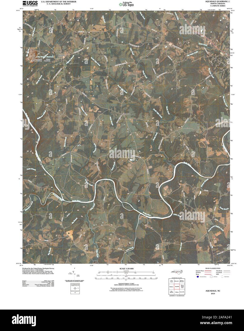 USGS TOPO Karte North Carolina NC-Aquadale 20100813 TM Wiederherstellung Stockfoto