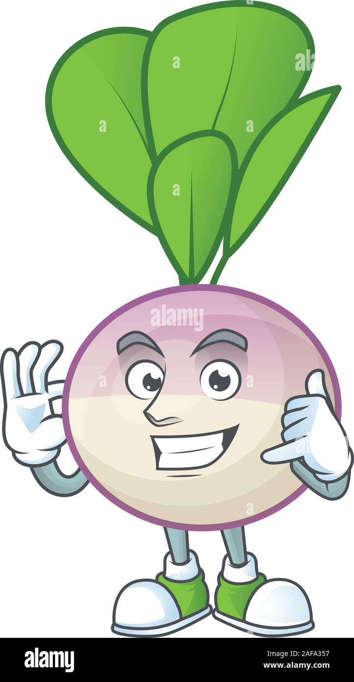 Rufen Sie mich an kühlen Rübe Cartoon Character Design Stock Vektor
