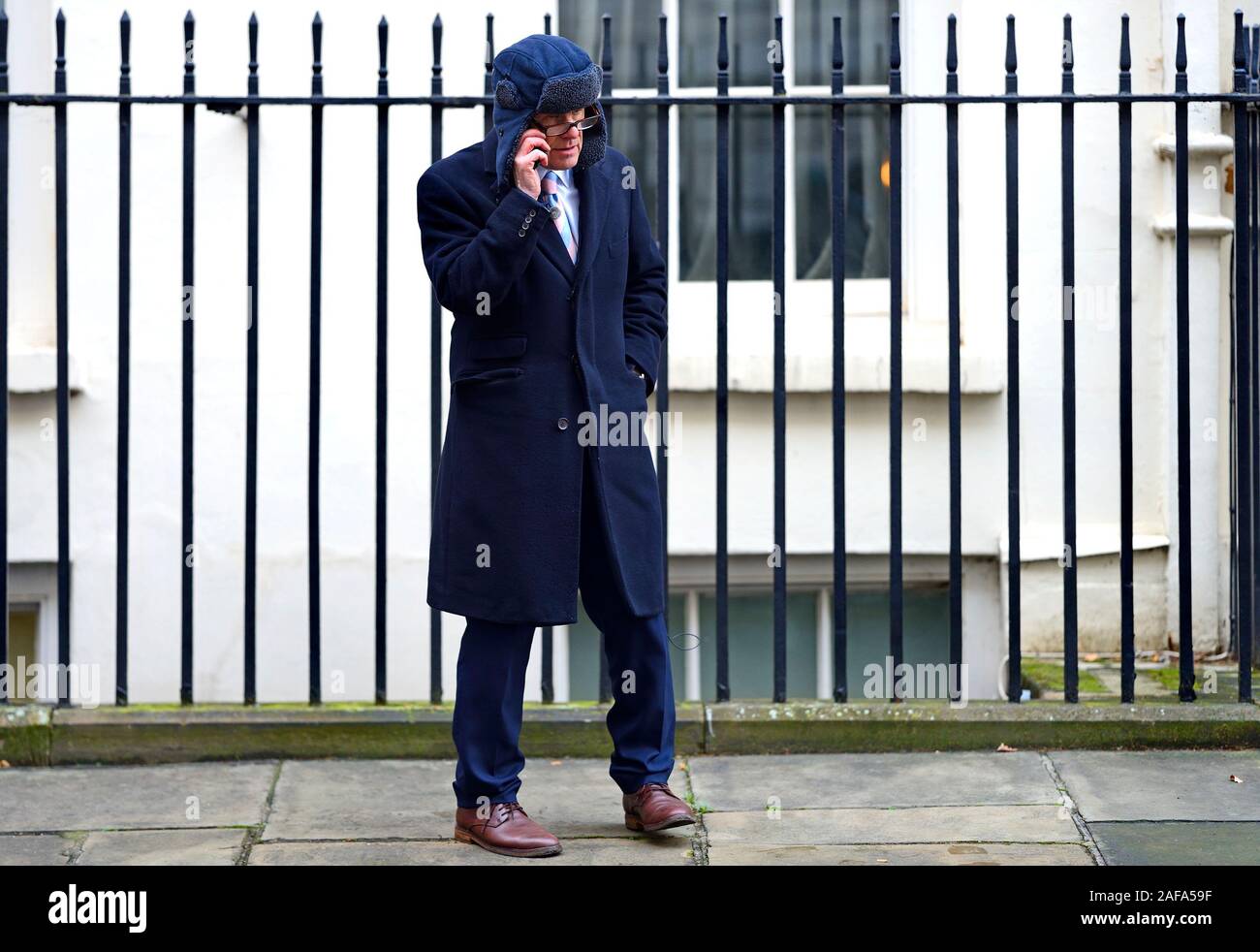 Norman Smith (BBC-Assistant politischen Editor) in Downing Street, London, UK, 13/12/2019 Stockfoto