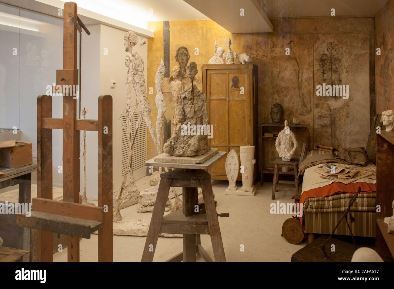 Die giacometti Institut in Montparnasse, Paris, ist ein historisches Zentrum für den Bildhauer Alberto Giacometti. Es umfasst sein rekonstruiertes Studio Stockfoto