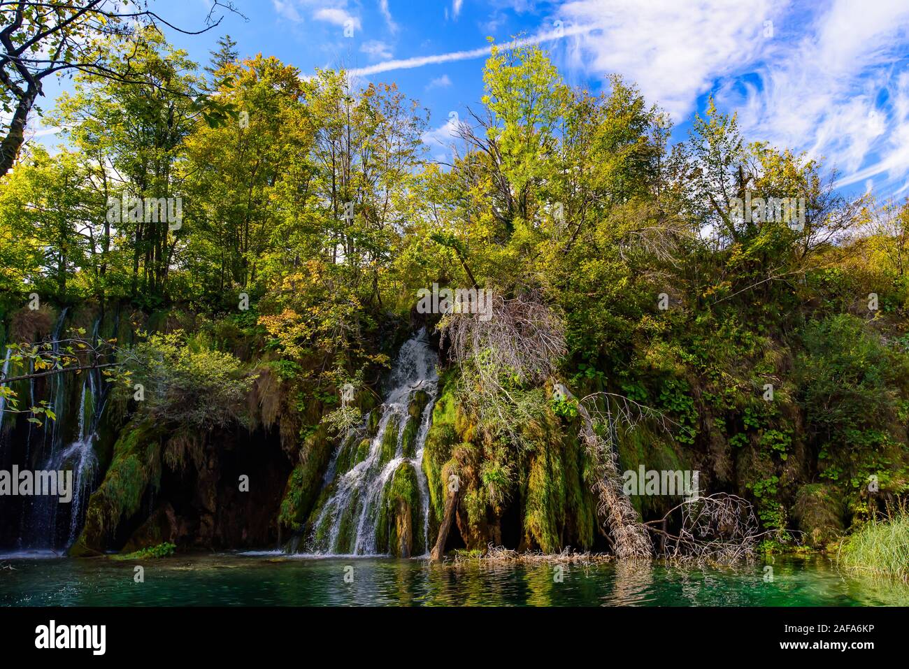 Wasserfall galovački Buk an Galovac See im Nationalpark Plitvicer Seen (Plitvička Jezera), Kroatien Stockfoto