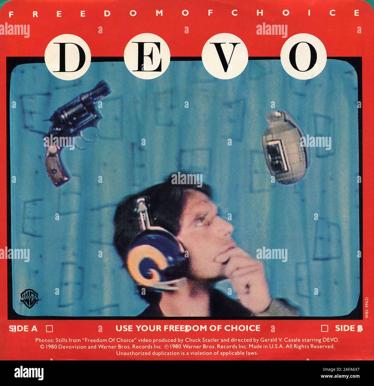 DEVO - Freiheit der Wahl - Vintage Vinyl Platten abdecken Stockfoto