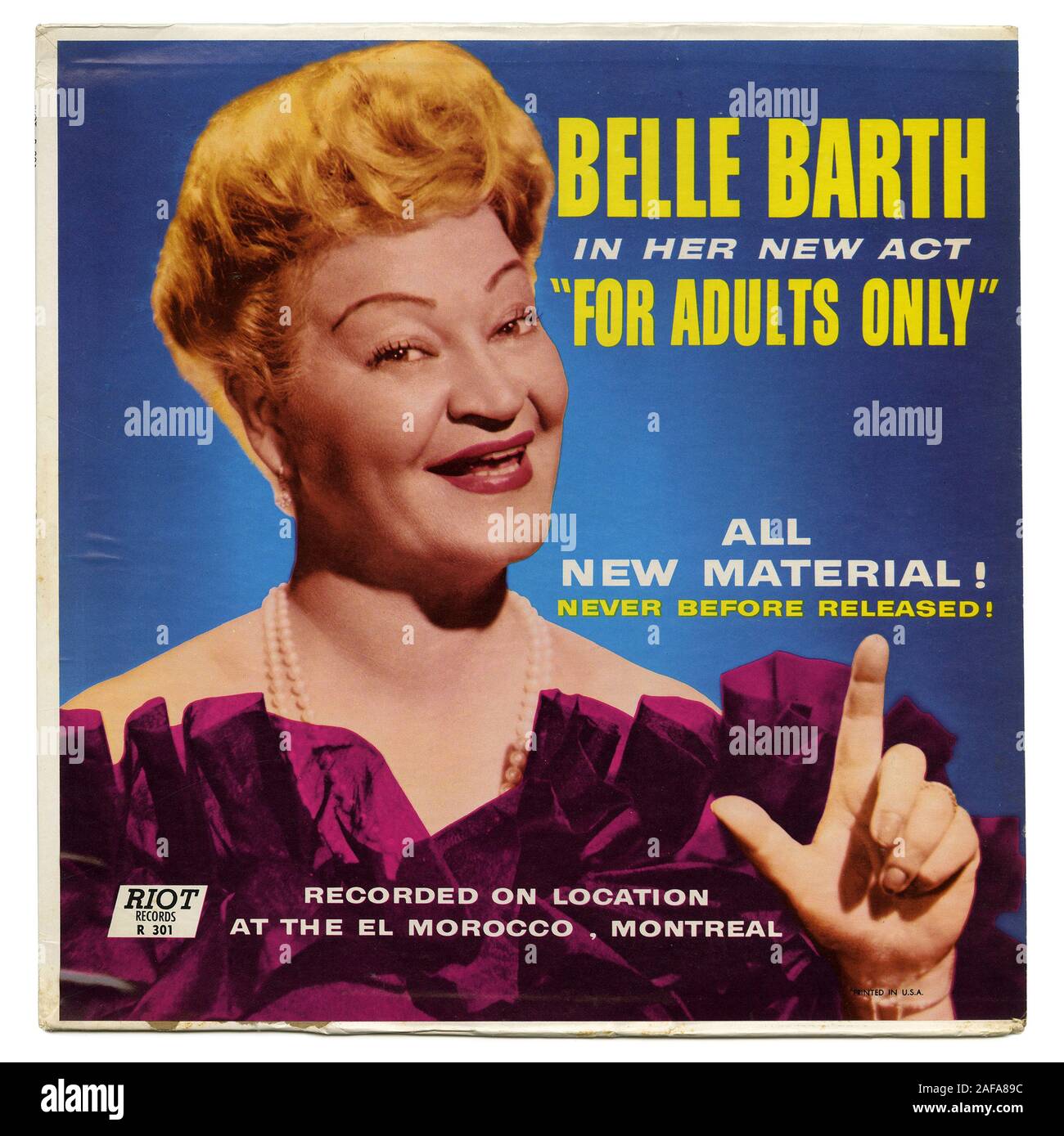 Nur für Erwachsene - Belle Barth - Vintage Vinyl Platten abdecken Stockfoto
