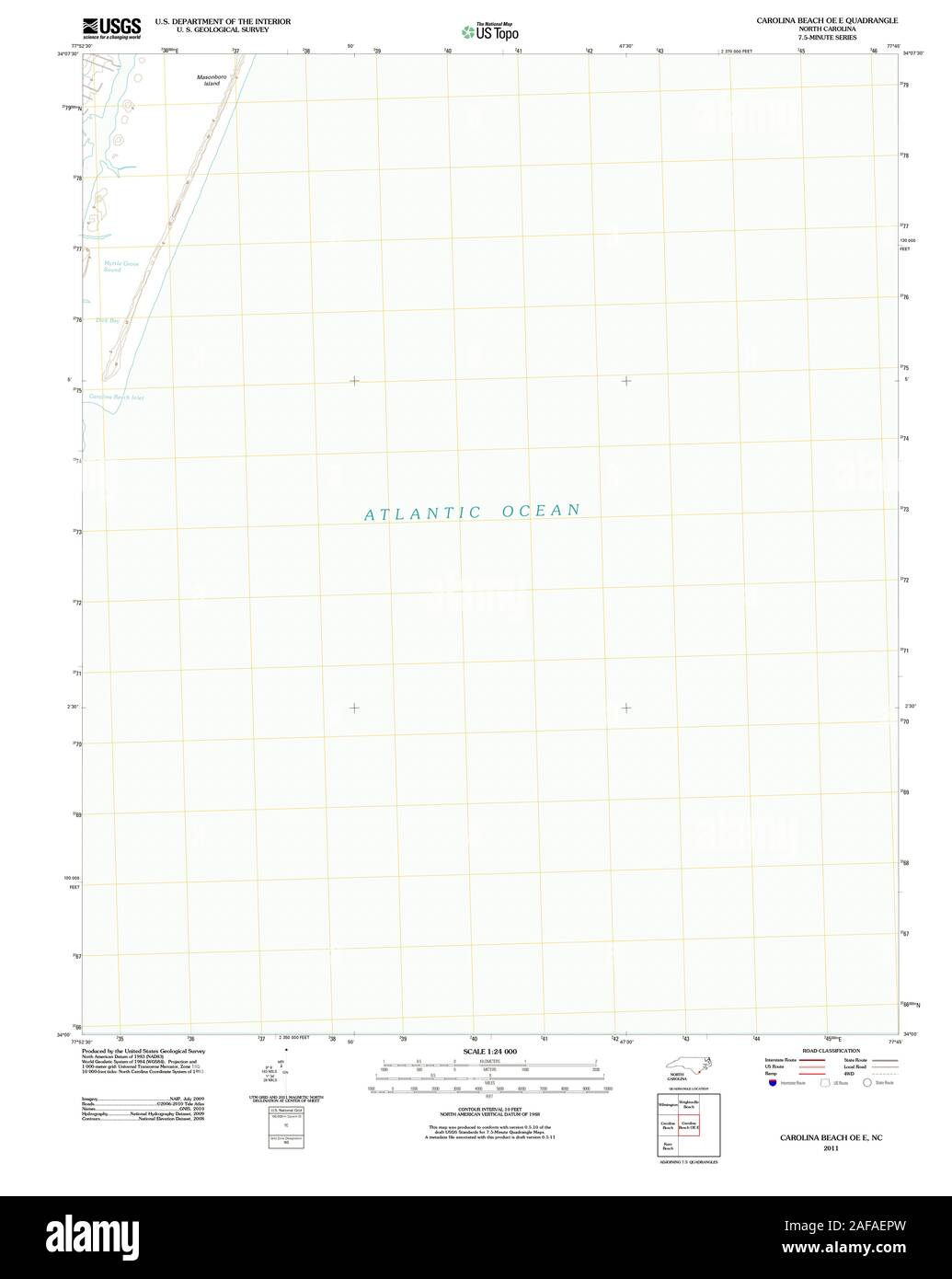 USGS TOPO Karte North Carolina NC-Carolina Beach OE E 20110523 TM Wiederherstellung Stockfoto